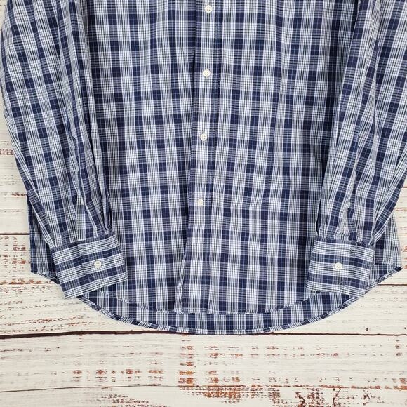Christian Aujard Paris Blue Plaid Check Shirt Sz L Long Sleeve Buttoned Collared - Picture 5 of 10
